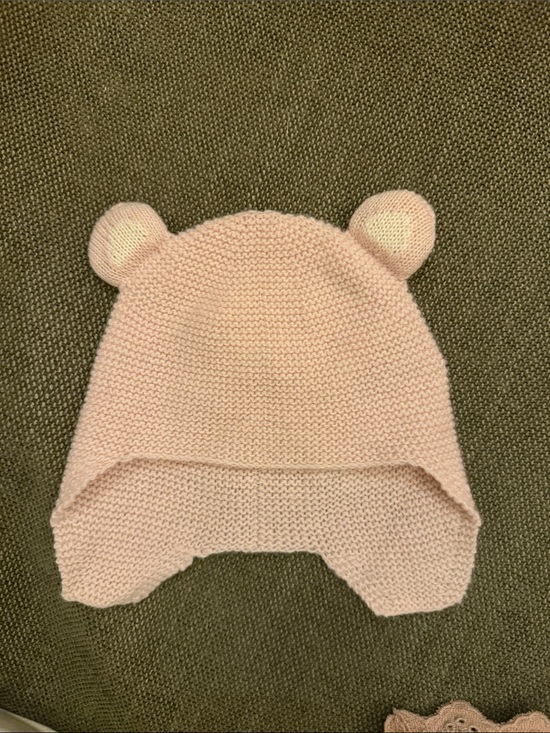 Trotters Other - Trotters Pale Pink Knit Bear-Ear Kids Hat